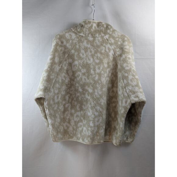 All in Motion Sherpa Jacket Ivory Beige XL Relaxed Zip Up Animal Print Casual - Picture 3 of 8